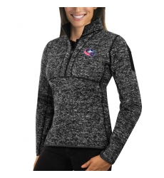 Columbus Blue Jackets Antigua Women's Fortune Zip Pullover Sweater Charcoal