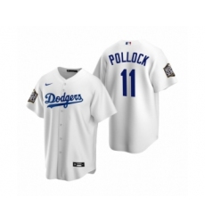 Men's Los Angeles Dodgers #11 A.J. Pollock White 2020 World Series Replica Jersey