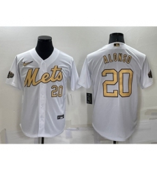 Men's New York Mets #20 Pete Alonso Number White 2022 All Star Stitched Cool Base Nike Jersey