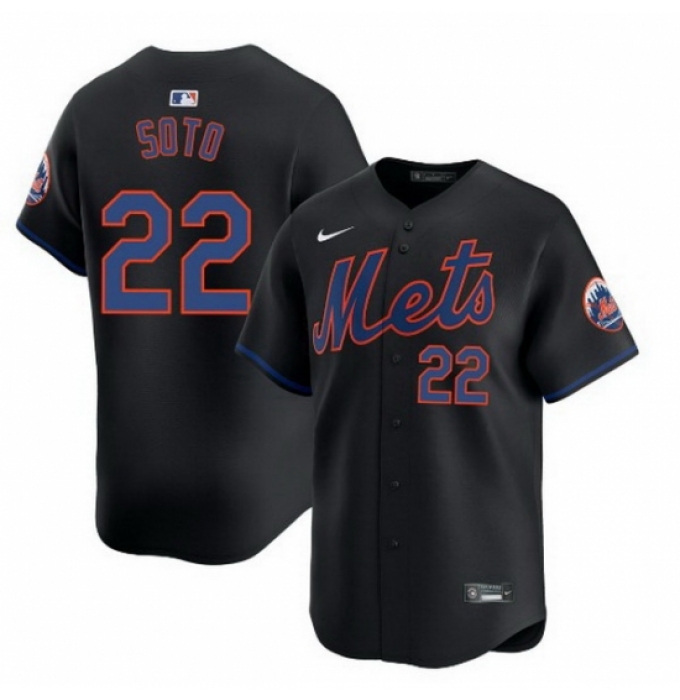 Men New York Mets Juan Soto #22 Black Flex Base Stitched MLB Jersey