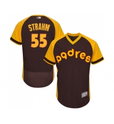 Men's San Diego Padres #55 Matt Strahm Brown Alternate Cooperstown Authentic Collection Flex Base Baseball Jersey