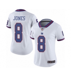 Women's New York Giants #8 Daniel Jones Limited White Rush Vapor Untouchable Football Jersey