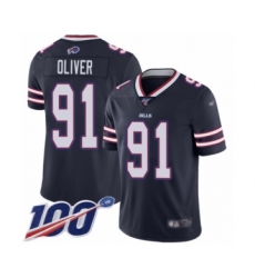 Youth Buffalo Bills #91 Ed Oliver Limited Navy Blue Inverted Legend 100th Season Football Jersey