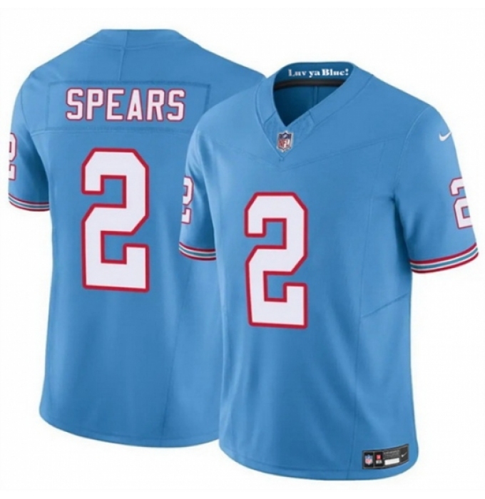 Men's Tennessee Titans #2 Tyjae Spears Blue 2024 F U S E Throwback Vapor Limited Stitched Football Jersey