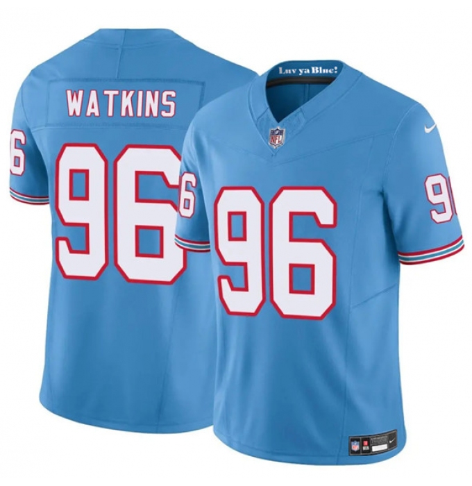 Men's Tennessee Titans #96 Carlos Watkins Blue 2025 F.U.S.E. Throwback Vapor Limited Football Stitched Jersey