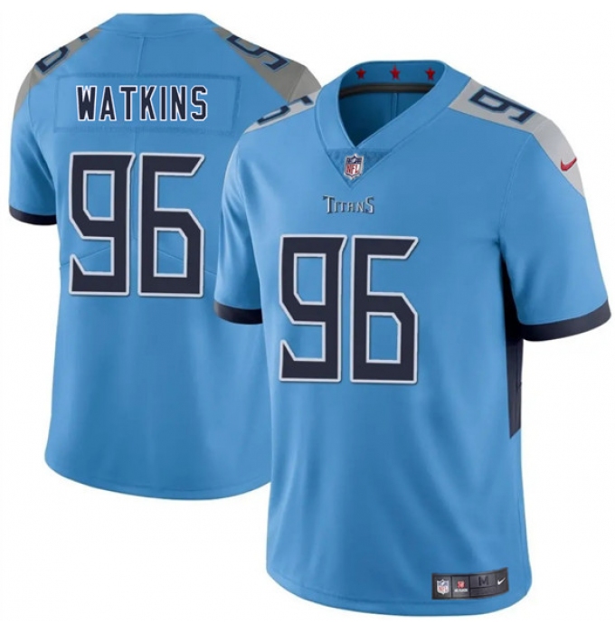 Men's Tennessee Titans #96 Carlos Watkins Blue 2025 F.U.S.E. Vapor Limited Football Stitched Jersey