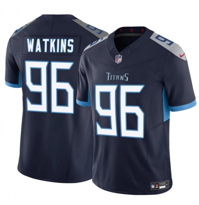 Men's Tennessee Titans #96 Carlos Watkins Navy 2025 F.U.S.E. Vapor Limited Football Stitched Jersey