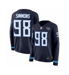 Women's Tennessee Titans #98 Jeffery Simmons Limited Navy Blue Therma Long Sleeve Football Jersey