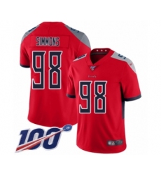 Youth Tennessee Titans #98 Jeffery Simmons Limited Red Inverted Legend 100th Season Football Jersey