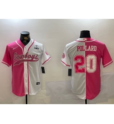 Men's Dallas Cowboys #20 Tony Pollard Red White With Cool Base Stitched Baseball Jersey