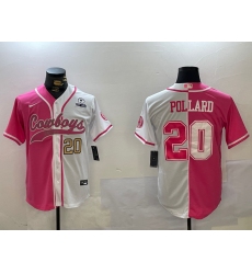 Men's Dallas Cowboys #20 Tony Pollard Red White With Cool Base Stitched Baseball Jerseys