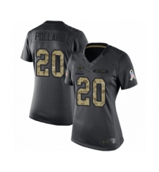 Women's Dallas Cowboys #20 Tony Pollard Limited Black 2016 Salute to Service Football Jersey