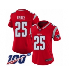Women's New England Patriots #25 Terrence Brooks Limited Red Inverted Legend 100th Season Football Jersey
