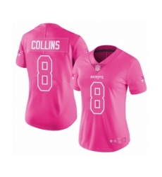 Women's New England Patriots #8 Jamie Collins Limited Pink Rush Fashion Football Jersey