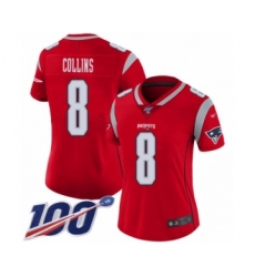 Women's New England Patriots #8 Jamie Collins Limited Red Inverted Legend 100th Season Football Jersey