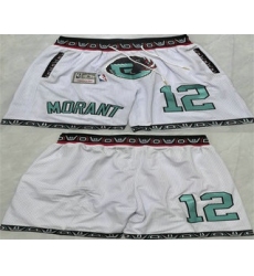 Men's Memphis Grizzlies #12 Ja Morant White 2025 Shorts