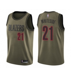 Men's Portland Trail Blazers #21 Hassan Whiteside Swingman Green Salute to Service Basketball Jersey