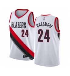 Men's Portland Trail Blazers #24 Kent Bazemore Authentic White Basketball Jersey - Association Edition