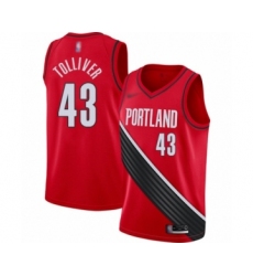 Men's Portland Trail Blazers #43 Anthony Tolliver Authentic Red Finished Basketball Jersey - Statement Edition