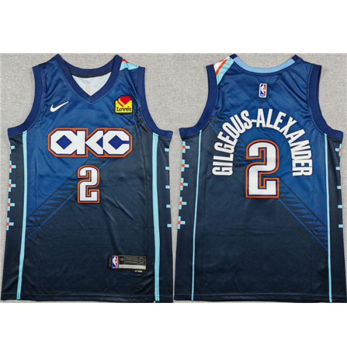 Men's Oklahoma City Thunder #2 Shai Gilgeous-Alexander Navy 2025-26 City Edition Stitched Basketball Jersey