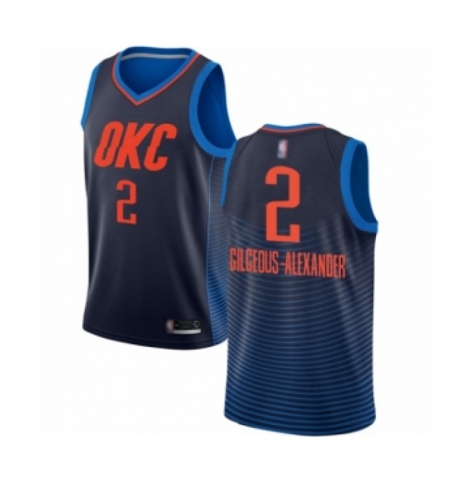 Men's Oklahoma City Thunder #2 Shai Gilgeous-Alexander Swingman Navy Blue Basketball Jersey Statement Edition