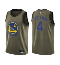 Youth Golden State Warriors #4 Omari Spellman Swingman Green Salute to Service Basketball Jersey
