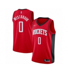 Men's Houston Rockets #0 Russell Westbrook Authentic Red Finished Basketball Jersey - Icon Edition