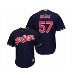 Men's Cleveland Indians #57 Shane Bieber Replica Navy Blue Alternate 1 Cool Base Baseball Jersey