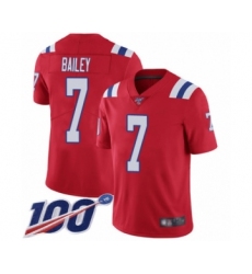 Youth New England Patriots #7 Jake Bailey Red Alternate Vapor Untouchable Limited Player 100th Season Football Jersey