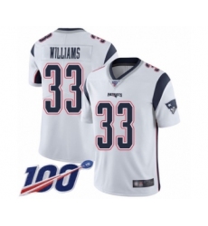 Men's New England Patriots #33 Joejuan Williams White Vapor Untouchable Limited Player 100th Season Football Jersey