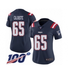 Women's New England Patriots #65 Yodny Cajuste Limited Navy Blue Rush Vapor Untouchable 100th Season Football Jersey