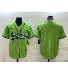 Men's Seattle Seahawks Blank Green With Patch Cool Base Stitched Baseball Jersey