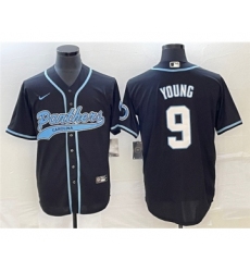 Men's Carolina Panthers #9 Bryce Young Black Cool Base Stitched Baseball Jersey