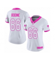 Women's New England Patriots #66 Russell Bodine Limited White Pink Rush Fashion Football Jersey