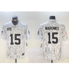 Men's Kansas City Chiefs #15 Patrick Mahomes Arctic Camo 2024 FUSE Salute to Service Limited Stitched Jersey