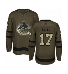 Men's Vancouver Canucks #17 Josh Leivo Authentic Green Salute to Service Hockey Jersey