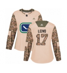 Women's Vancouver Canucks #17 Josh Leivo Authentic Camo Veterans Day Practice Hockey Jersey