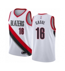 Men's Portland Trail Blazers #16 Pau Gasol Authentic White Basketball Jersey - Association Edition