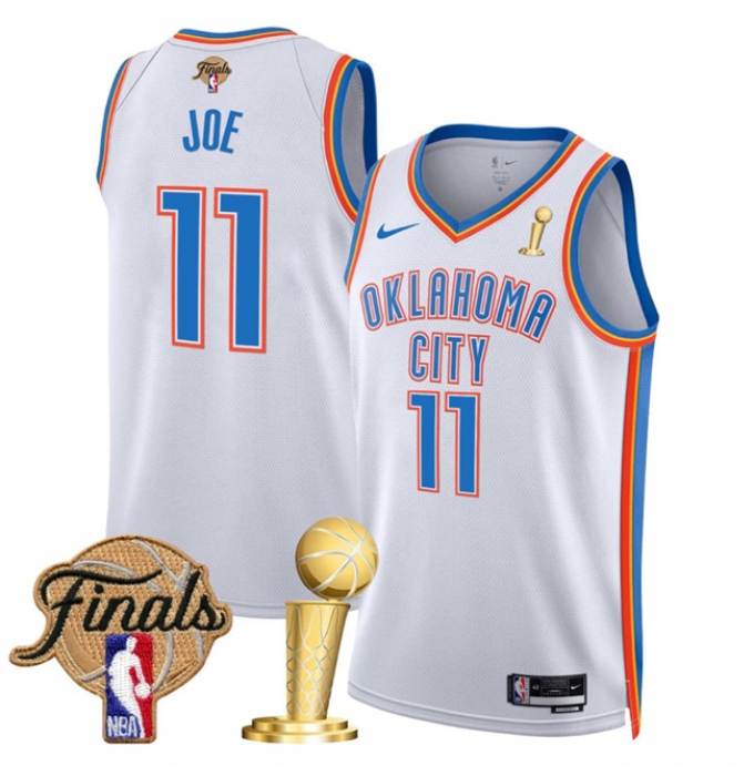 Men's Oklahoma City Thunder #11 Isaiah Joe White 2025 Finals And Finals Champions Association Edition Stitched Basketball Jersey