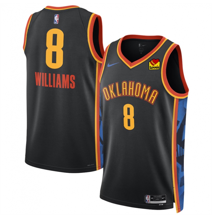 Men's Oklahoma City Thunder #8 Jalen Williams Black 2024-25 City Edition Stitched Basketball Jersey