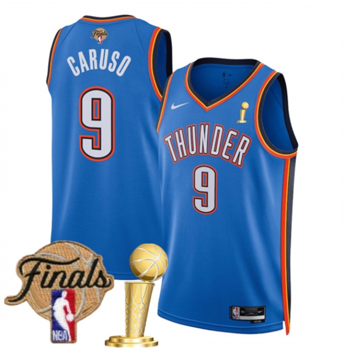 Men's Oklahoma City Thunder #9 Alex Caruso Blue 2025 Finals And Finals Champions Icon Edition Stitched Basketball Jersey
