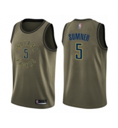 Men's Indiana Pacers #5 Edmond Sumner Swingman Green Salute to Service Basketball Jersey