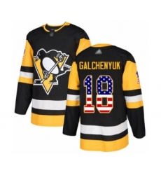 Men's Pittsburgh Penguins #18 Alex Galchenyuk Authentic Black USA Flag Fashion Hockey Jersey
