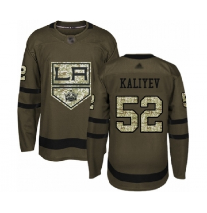 Men's Los Angeles Kings #52 Arthur Kaliyev Authentic Green Salute to Service Hockey Jersey