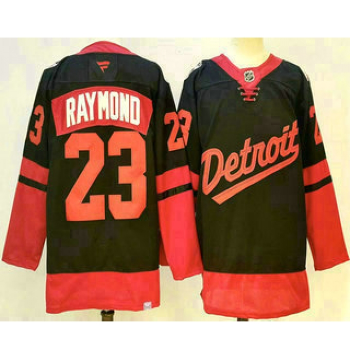 Men's Detroit Red Wings #23 Lucas Raymond Black 2025 Stadium Series Stitched Jersey