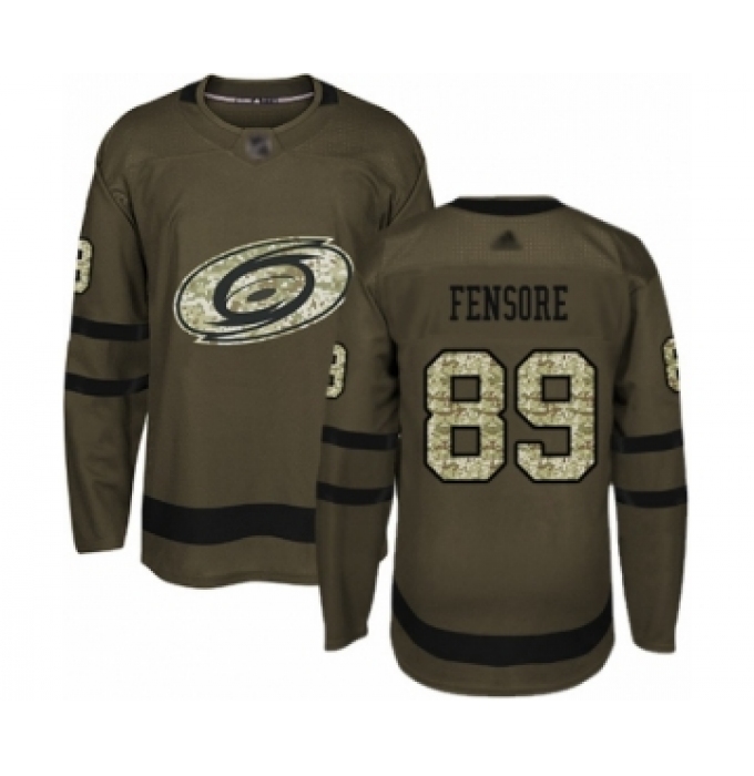 Men's Carolina Hurricanes #89 Domenick Fensore Authentic Green Salute to Service Hockey Jersey
