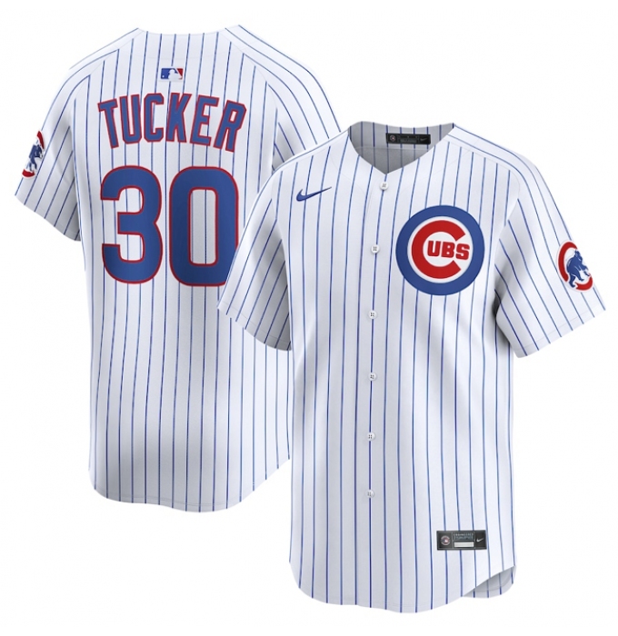 Men's Chicago Cubs #30 Kyle Tucker White Home Limited Stitched Baseball Jersey