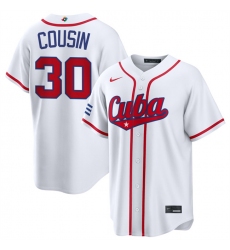 Men's Cuba Baseball #30 Josimar Cousin White 2026 World Baseball Classic Home Stadium Stitched Jersey