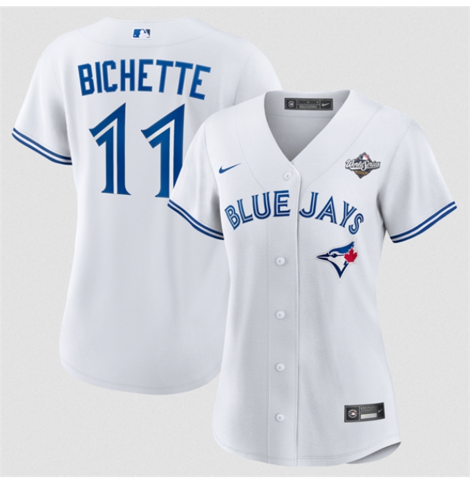 Women's Toronto Blue Jays #11 Bo Bichette White 2025 World Series Home Cool Base Stitched Baseball Jersey(Run Small)