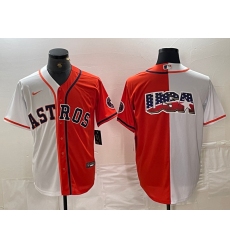 Men's Houston Astros Blank Orange White Split Stitched Baseball Jersey
